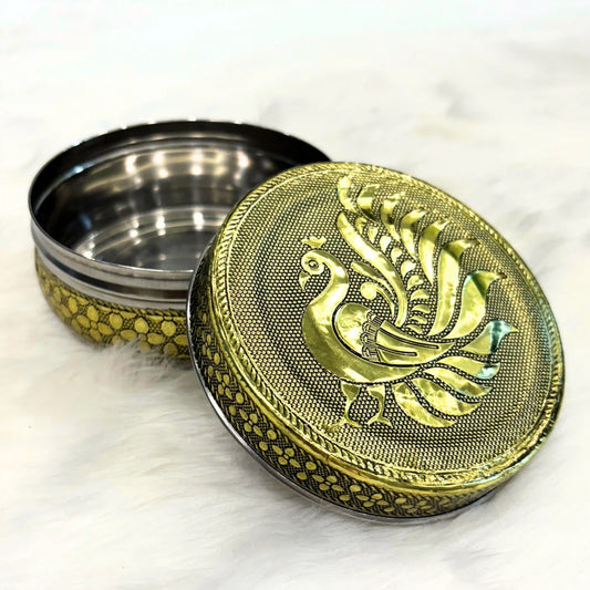 Peacock Steel Utility Container 250 ml | Decorative Kitchen Storage Dabba