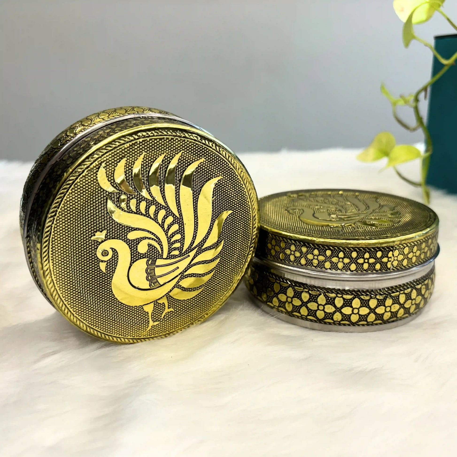 Peacock Steel Utility Container 250 ml | Decorative Kitchen Storage Dabba