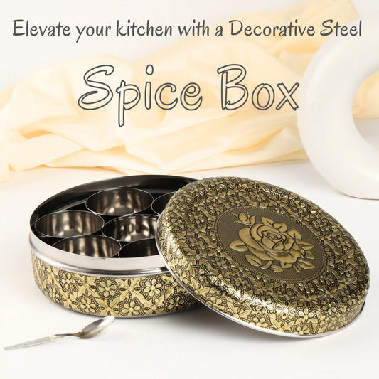 Spice Set Stainless Steel | Kitchen Masala Box Set for Cooking & Storage