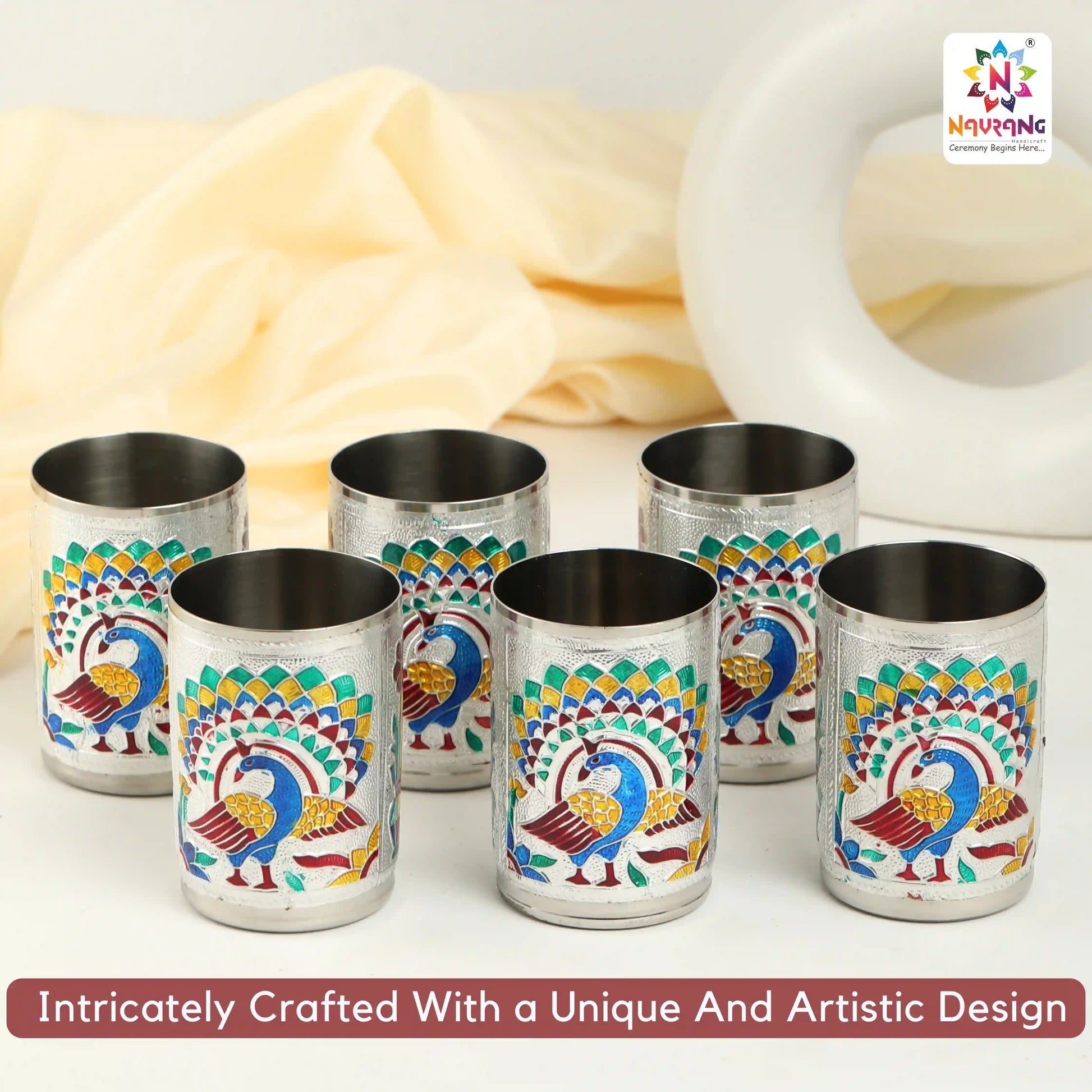 Decorative Steel Glass Set | Stainless Steel Tumblers for Water & Juice