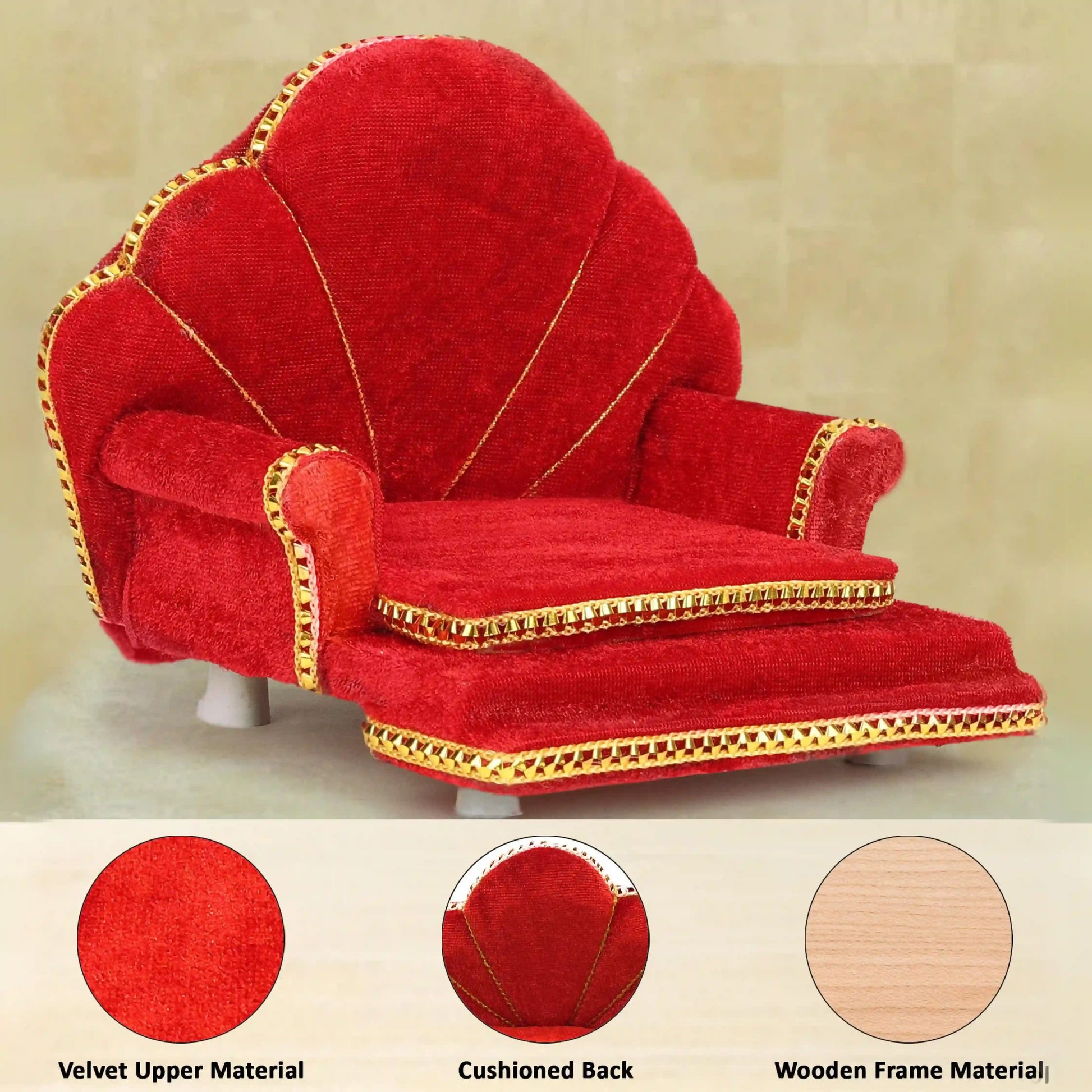 Laddu Gopal Sinhasan Wooden Chowki | Handcrafted Pooja Mandir Seat for Krishna