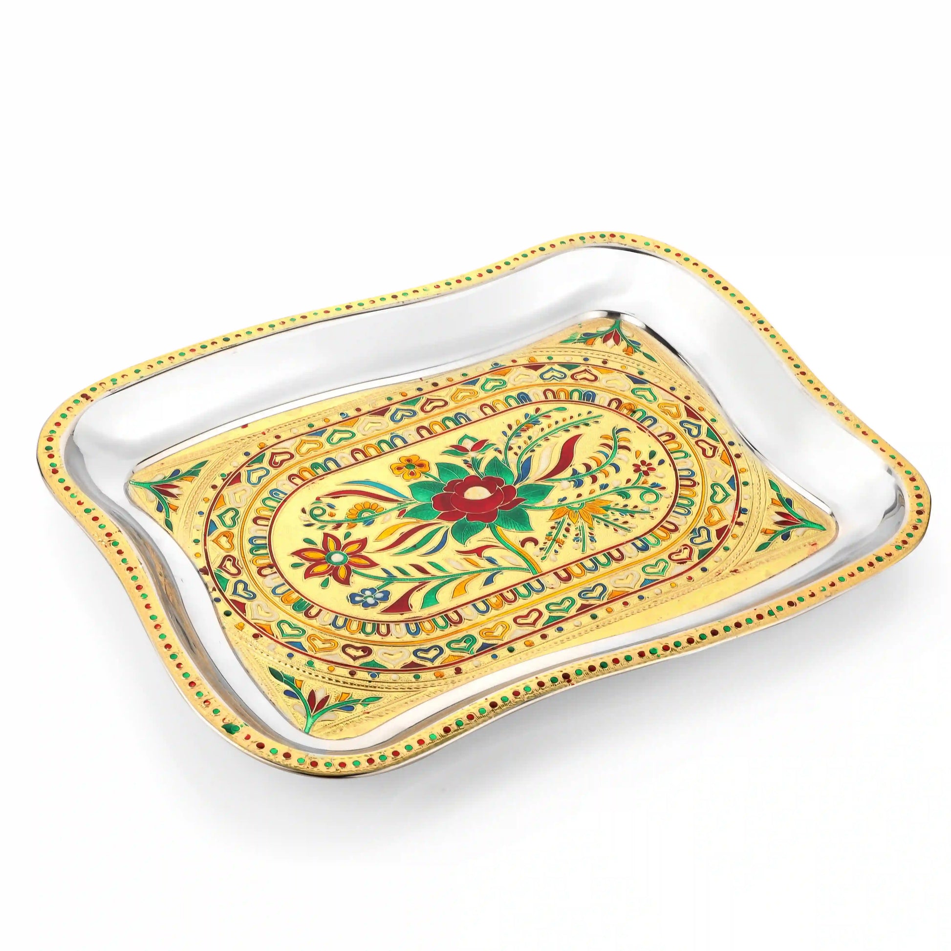 Lemon Set Steel Meenakari Tray | Jug & Glass Serving Set for Home & Gifting